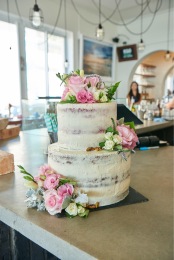 2 tier Semi Naked Wedding Cake | Red Velvet | Hazelnut & Prosecco Blueberry