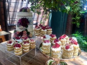 Bridal Shower Table | White Choc & Raspberry Centrepiece | Strawberry & Prosecco Mini Cakes